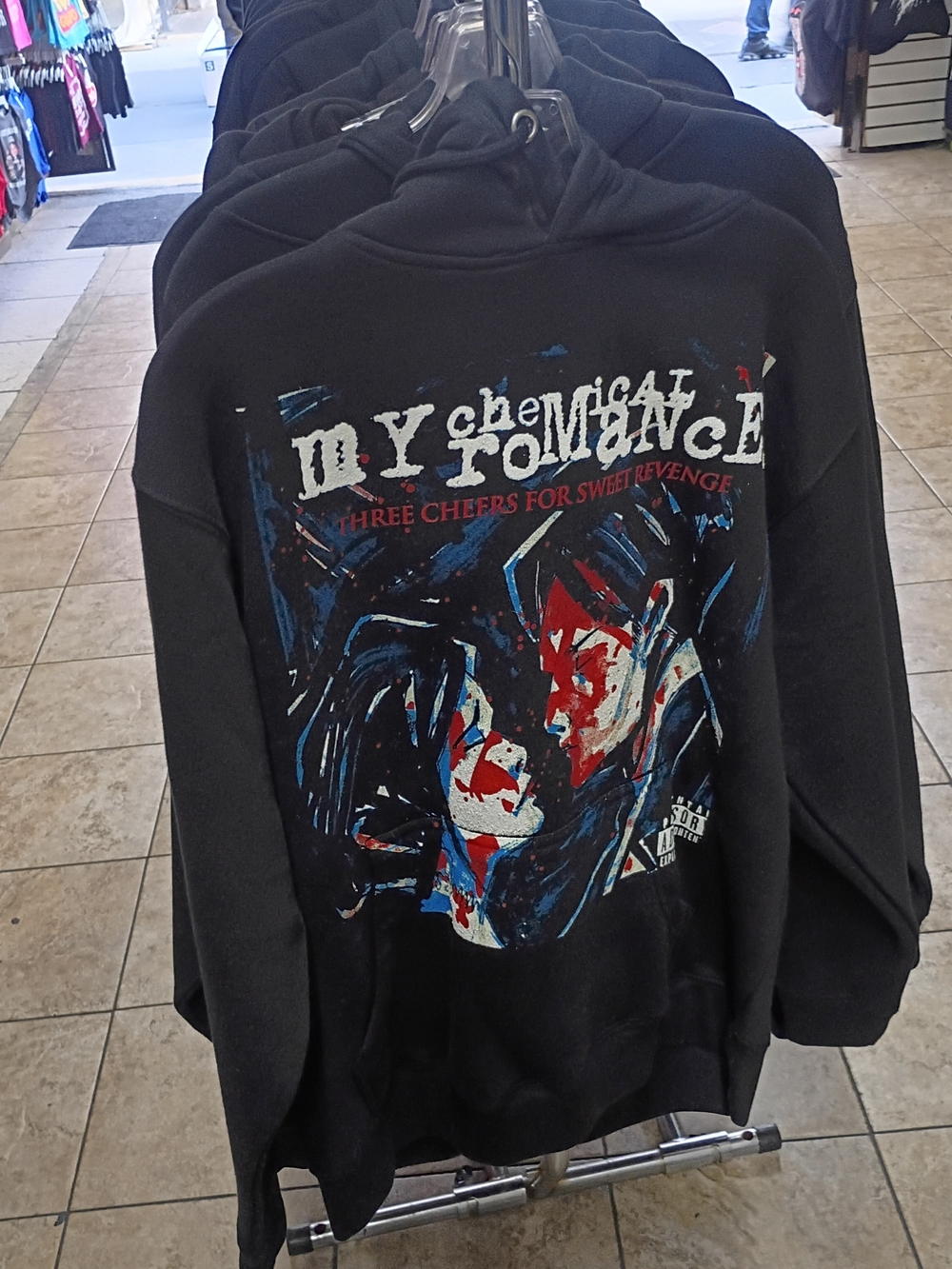 RARE MY CHEMICAL ROMANCE THREE CHEERS FOR SWEET REVENGE AOP HOODIE ROCK MEDIUM